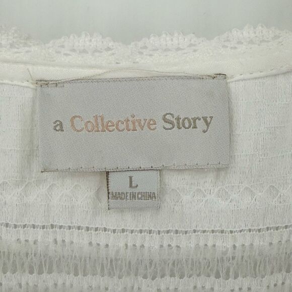 A Collective Story Tiered Button Front Maxi Dress Women Large White Whimsical - Picture 8 of 11